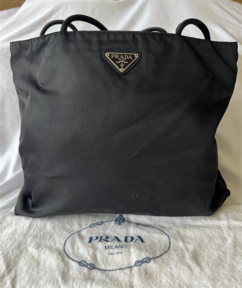 prada tote bag nylon black|prada nylon tote bag large.